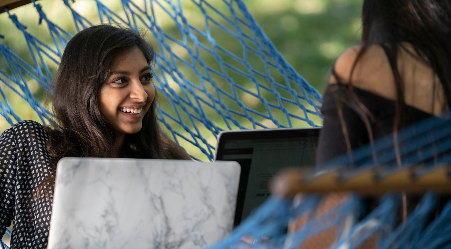 Student on her computer