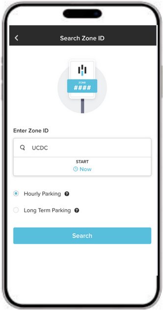 Interface of Honk Mobile on a phone screen. The screen displays the "park by zone" feature.
