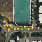 Icons on a satellite map of La Rue Road, each representing a comment from the Moving Forward Together campaign