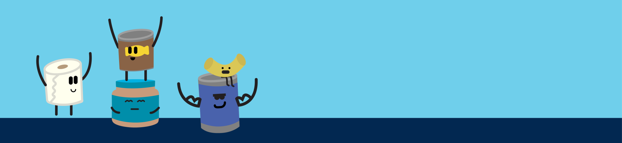 Image of toilet paper and cans with muscles